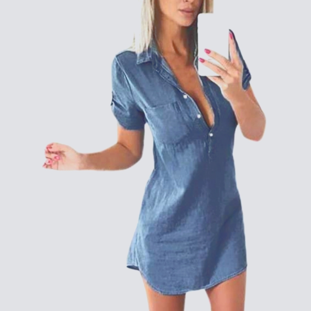 TGTB: Short Sleeve Mini Denim Dress, Size M, New / No Tags. Summer Sexy !!